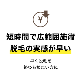 短時間で広範囲施術 脱毛の実感が早い 早く脱毛を 終わらせたい方に